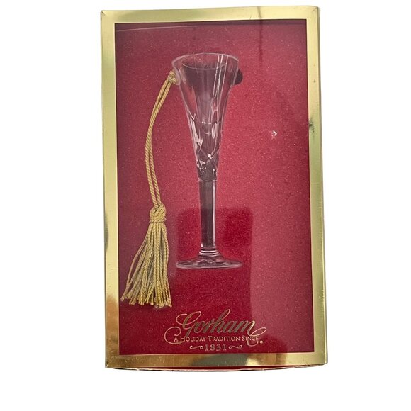 Gorham Crystal 2000 Holiday Toasting Flute With Tassel NIB Christmas Ornament - Picture 2 of 10